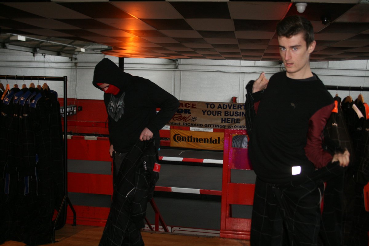 Yr2's BETC Sport students getting ready for karting at JDR Karting | Indoor Karting &amp; Lasertag Arena | Gloucester jdrkarting.co.uk  <a href="/gloscol/">Gloucestershire College</a>