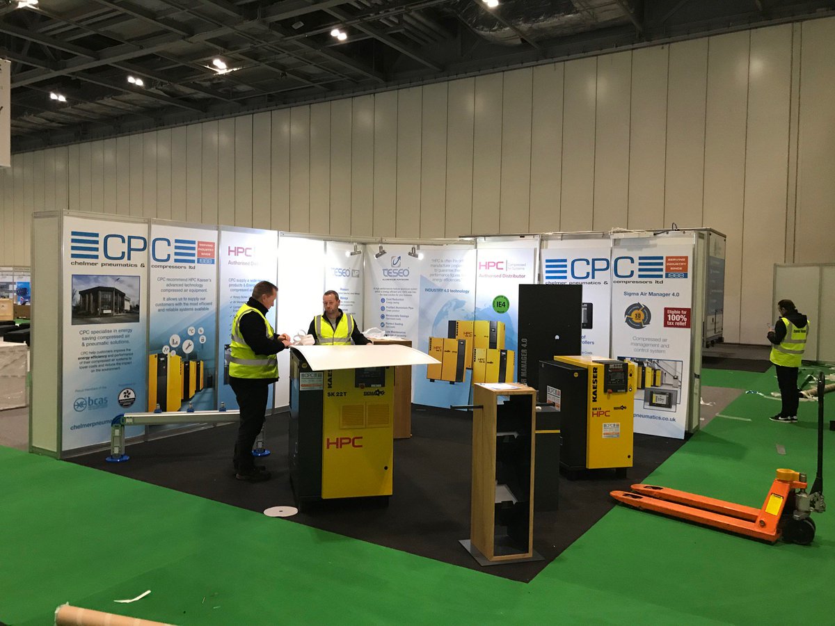 CPC_Pneumatics's tweet image. Set up is underway for @EMEXLONDON 2018! #energyefficiency #aircompression #kaeser #HPC
