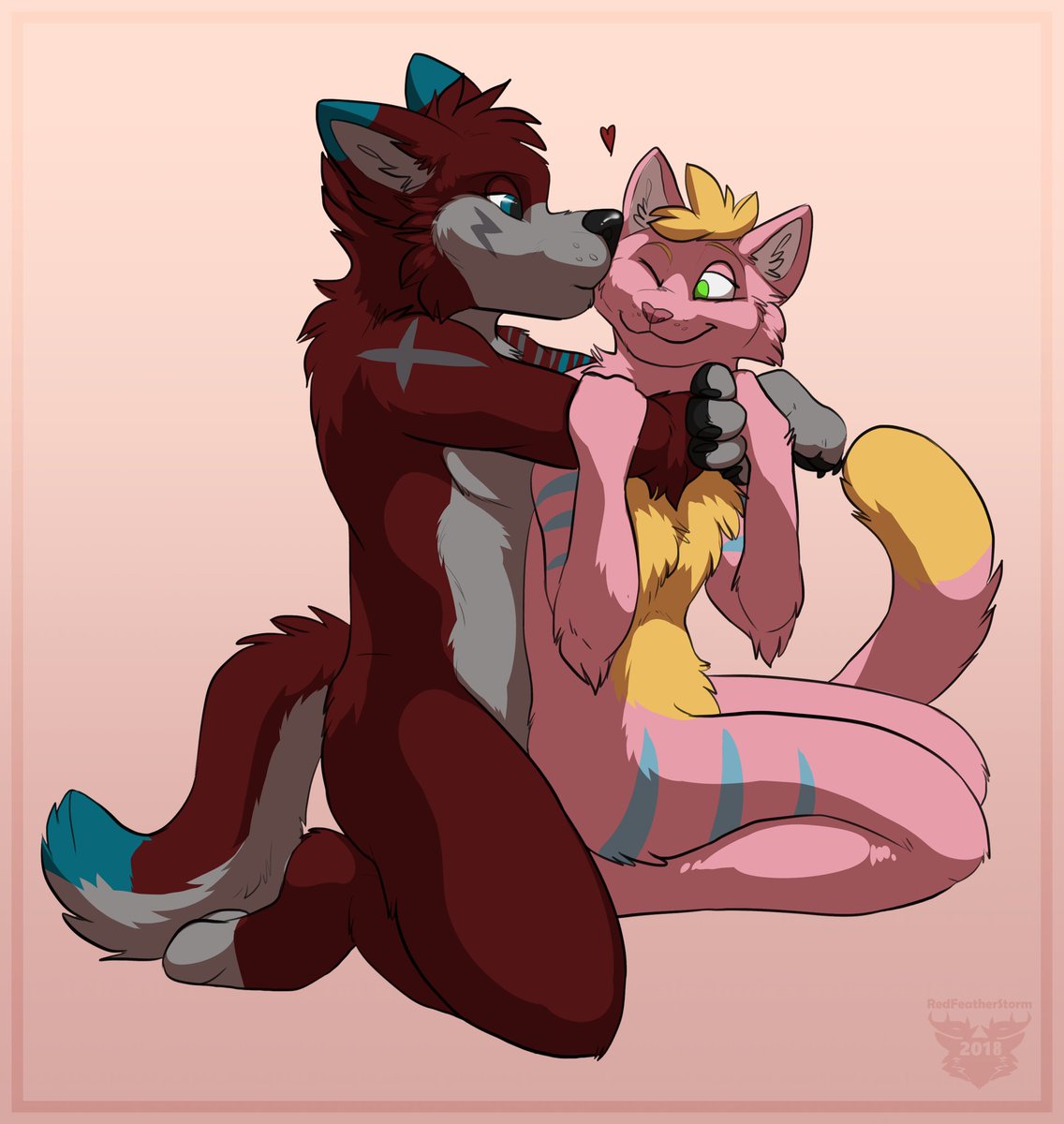 Luciferfolf's tweet photo. This amazing and very cute artwork of my gf and I was done by @SkylarDoodles https://t.co/a0gjTsDqny