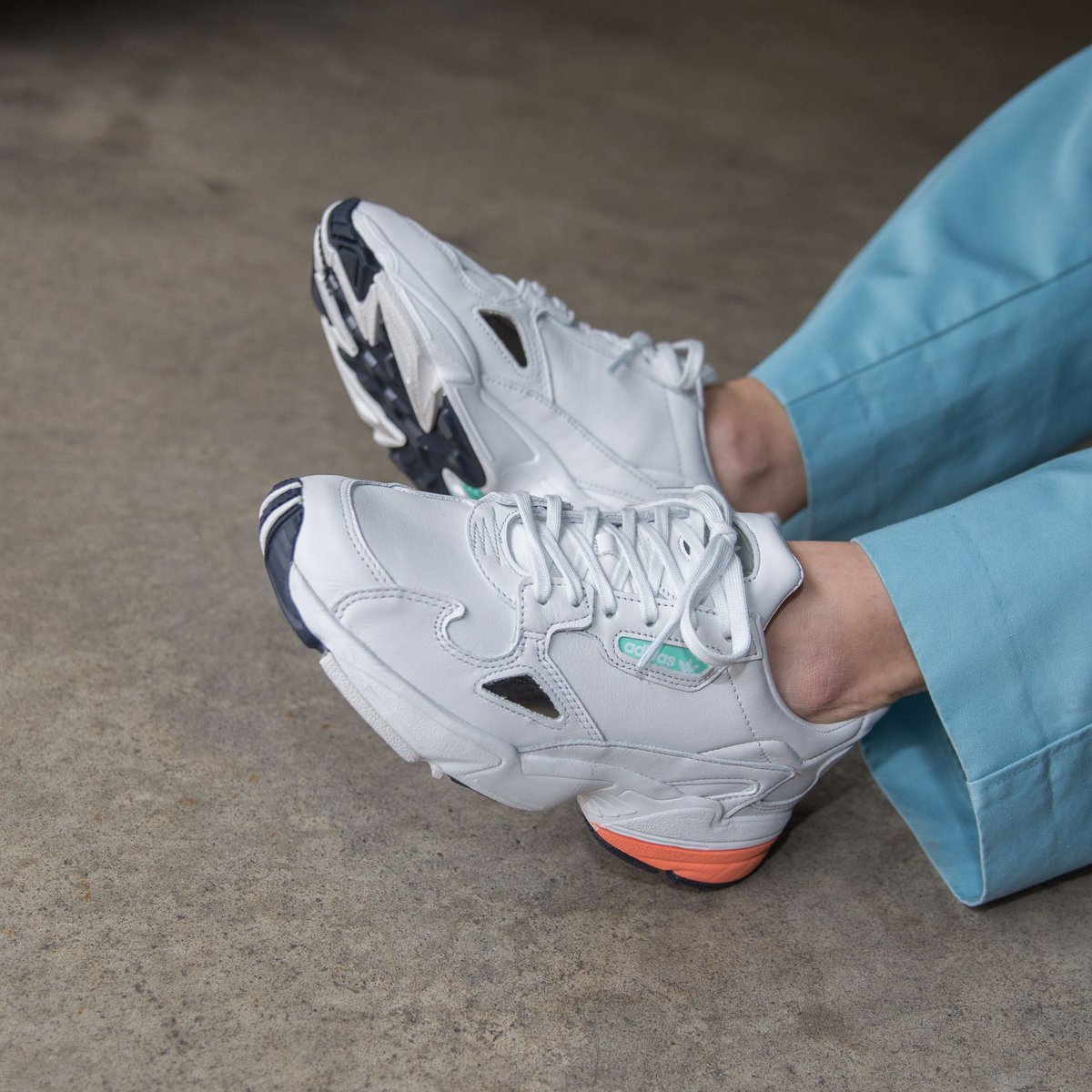 adidas falcon crystal white easy orange