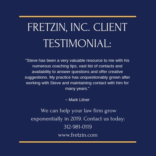 stevefretzin's tweet image. Is growing your business on your list of goals for 2019? Fretzin, Inc. can help you achieve that.   #Fretzin #legalbusinessdevelopment #2019goals #legalnetworking #legalnetworking