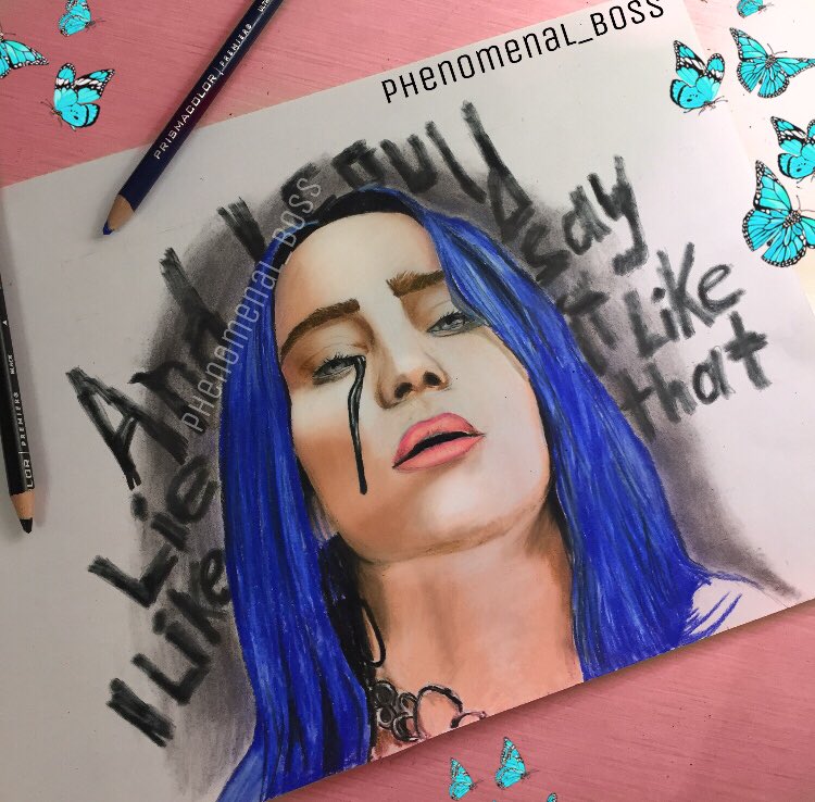 phenomenal_b0ss's tweet photo. New #Portrait of  @billieeilish 🤪🤟🏼✨ #billieeilish #whenthepartysover #1by1tour #drawing #sketch #fanart #artist https://t.co/1LDESAjhtw