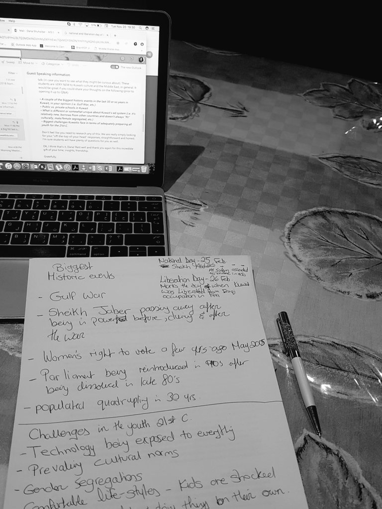 dana_shuhaibar's tweet photo. Preparing for my talk to University of Washington, College of Education students. #EDUC310 . Takes place in 3 hours. Exciting and nerve wrecking!! #education #kuwait #culture #Historicevents #UW #college #universities #middleeast https://t.co/USeGvTBob8