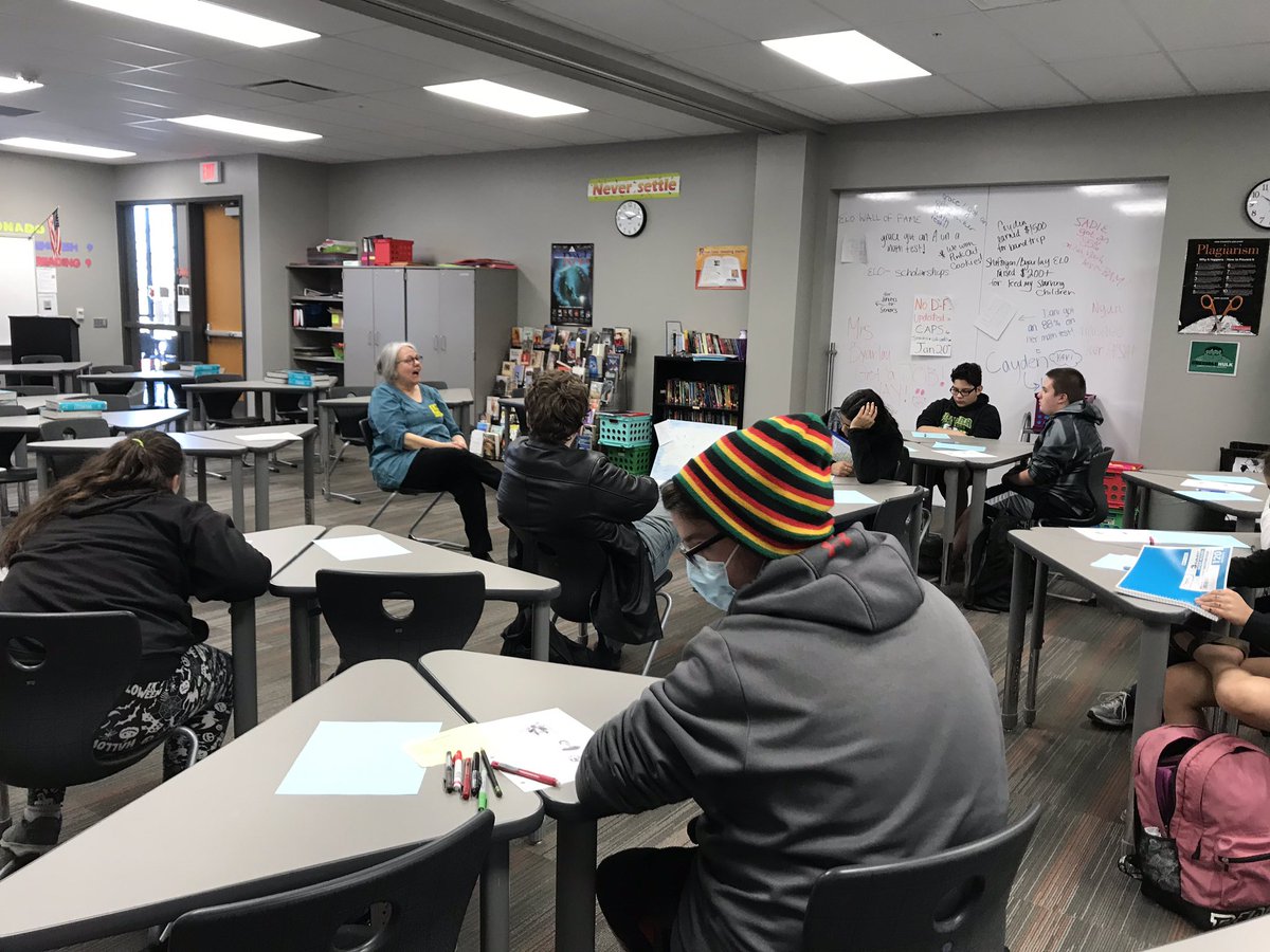 Thanks to Lori Brack, Salina poet, who helped 3rd block students find their inner philosopher, storyteller, communicator, chef, teacher, metaphor maker, pattern maker, painter and honor displayer. We are Poets! #why305 #artsinfusion