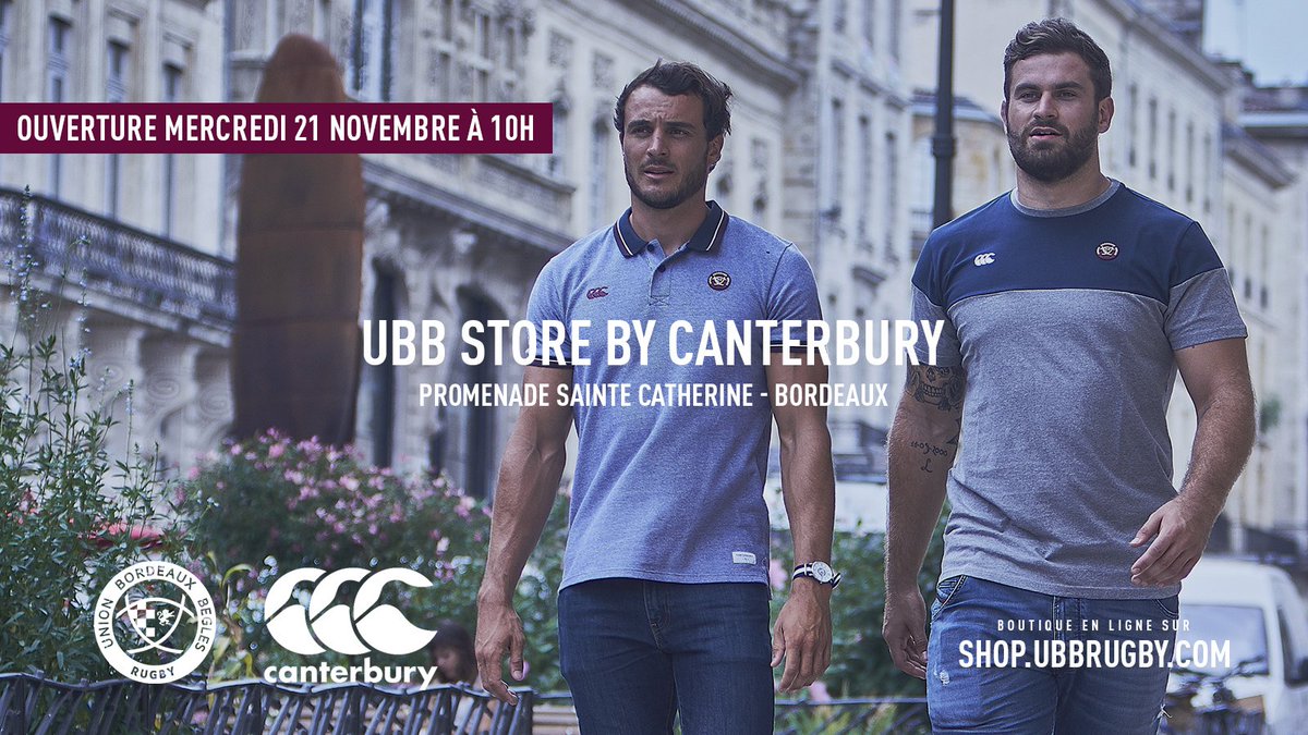 UBBrugby's tweet photo. 📣 Ouverture demain mercredi à 10h00 de la nouvelle boutique officielle de l'@UBBrugby by @Canterbury_FRA située promenade Sainte Catherine à #Bordeaux ! #ILOVEUBB #UBBSTORE https://t.co/S7pTw2bnRc