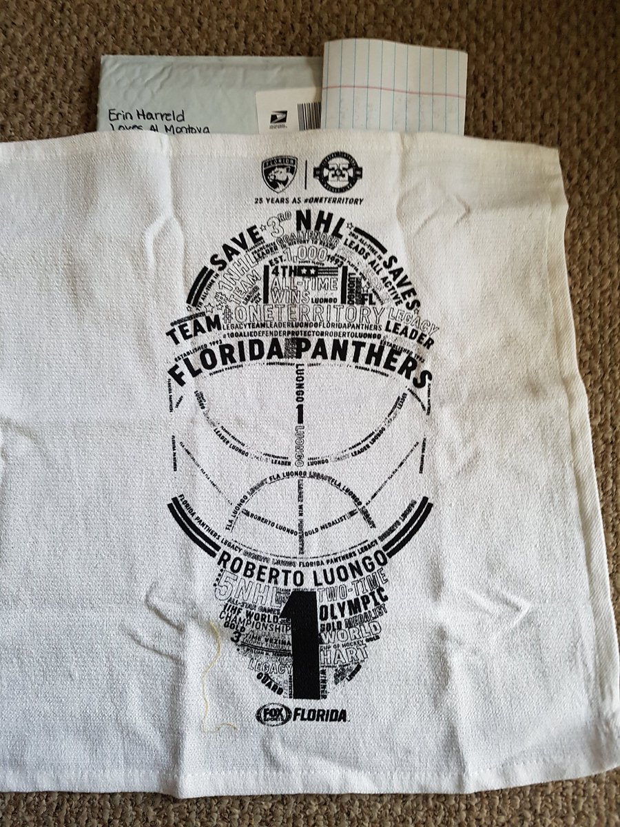 _EllieNuck_'s tweet image. I love my Panther fan friends ❤... they got my back ! Latest delivery- Lu rally towel 😁❤🤗 #Luongo #1000 #Panthers #MyBud