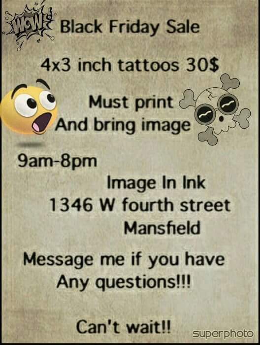 SarcalAsphyxia's tweet photo. This upcoming Friday is black Friday! Hope you're ready! #imageinink #mansfieldohio #Mansfield #mansfieldoh #ohiotattoos #mansfieldtattoos #tattoos #blackfriday https://t.co/Enm1FebPRK