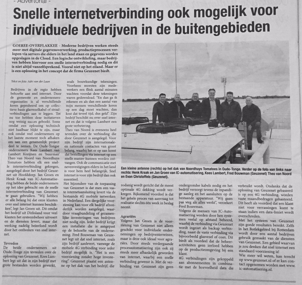 Snel mobiel internet in trek bij ondernemers in buitengebieden...