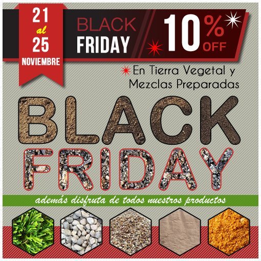 Queremos sumarnos al #BlackFriday con nuestra promoción -10% OF en nuestros productos #tierravegetalblack, #tierramezclaBlack y por supuesto nuestro #mantilloBlack, 

Tel. Of. 916344841. Móvil-608600480 
info@tierrasgarciamoreno.com
tierrasgarciamoreno.com
