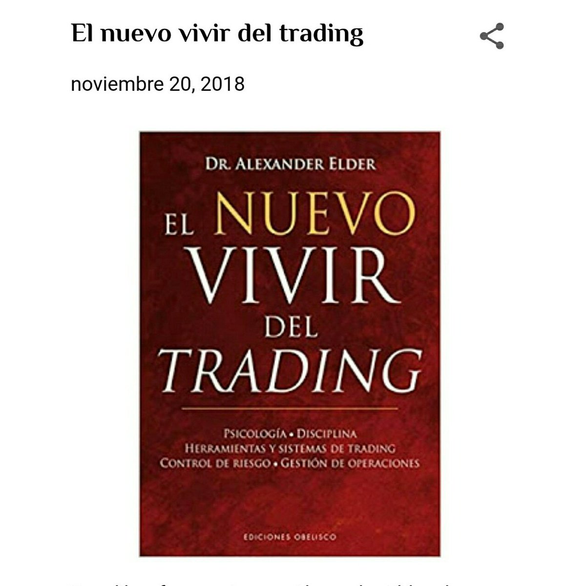 growreadingblog's tweet photo. Volvemos a la carga en la bolsa de valores con el conocido trader Alexander Elder y libro más famoso.

Empieza a analizar gráficos con el análisis técnico del libro "El Nuevo Vivir del Trading". ¡¡Todo está en él!! https://t.co/eQwDDvYtpq