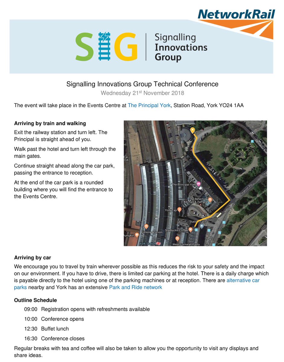 NR_SIG's tweet photo. If you’re planning on visiting the Technical Conference tomorrow, please find attached all the relevant travel information. #SIGTC2018 https://t.co/zGZXZ0arNN