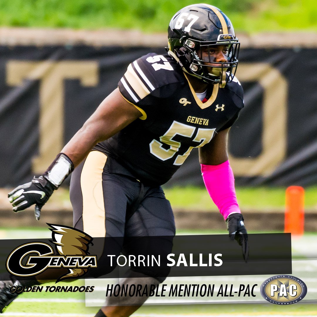 GenevaAthletics's tweet photo. And last but not least, congratulations to linebacker Torrin Sallis for being named an Honorable Mention All-PAC selection! https://t.co/t0WeTRMrld