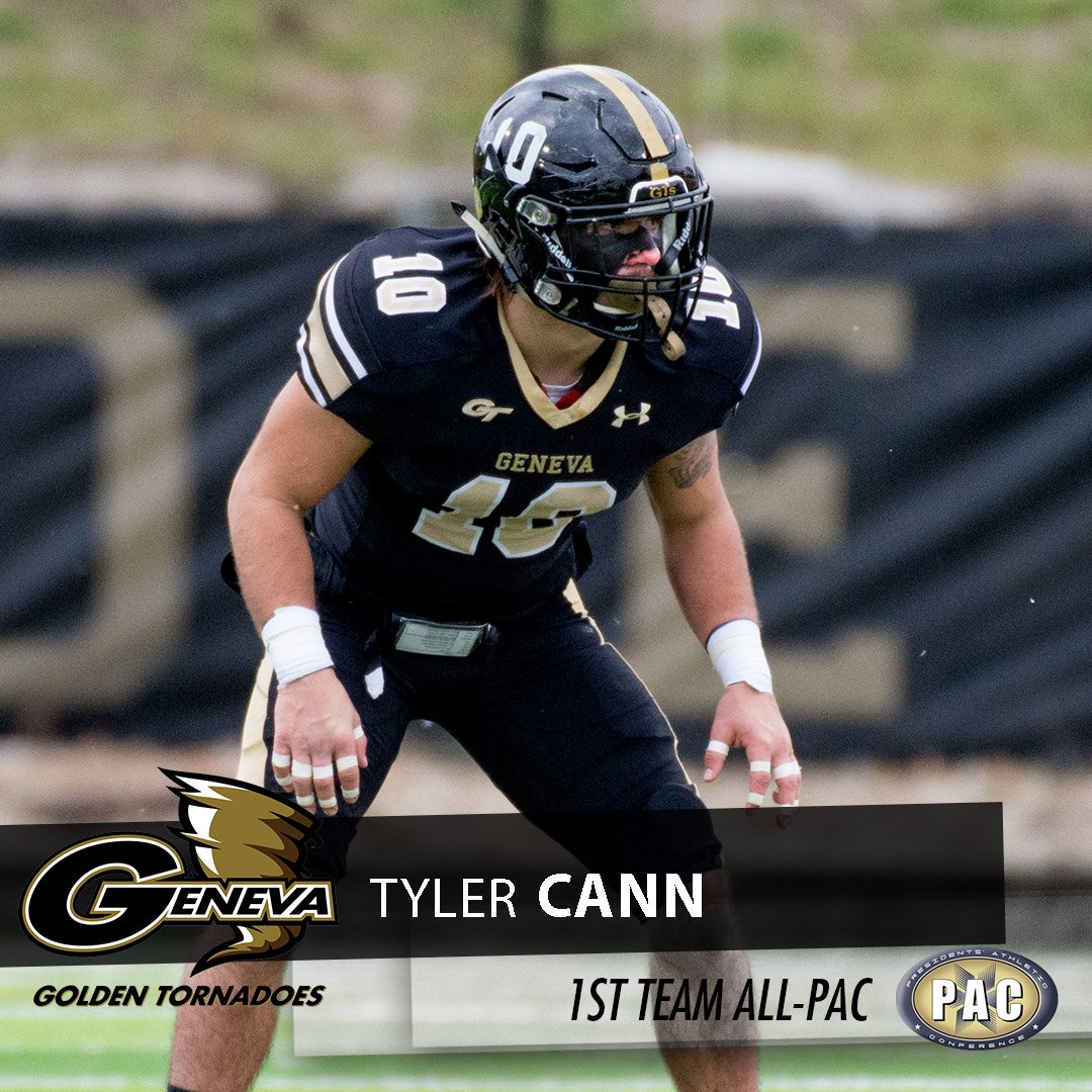 GenevaAthletics's tweet photo. Congratulations to linebacker Tyler Cann for being named as a 1st Team All-PAC selection! https://t.co/ZoFhIjYJyQ