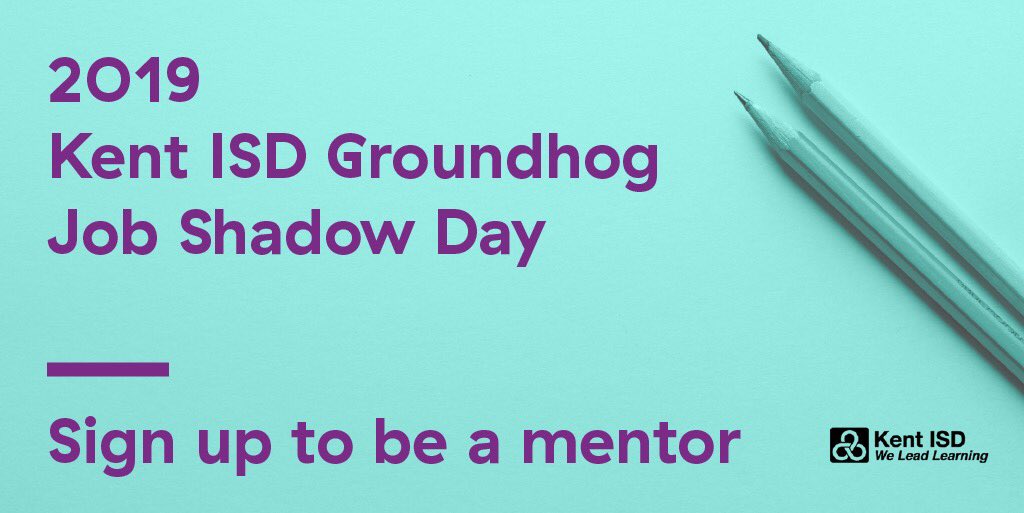 WMDesignWeek's tweet image. The folks @kentisd need your help! Sign up to be a mentor for the 2019 Groundhog Job Shadow Day and allow a high school student the opportunity to explore a creative career.

Sign up until November 21 at tinyurl.com/kentisdjobshad…