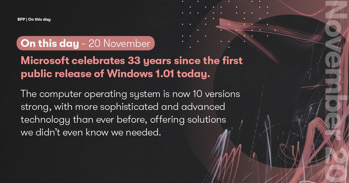 BPPProfApps's tweet image. From a pixelated first release to face recognition technology, the #Windows operating system has seen revolutionary change since 1985... #OnThisDay