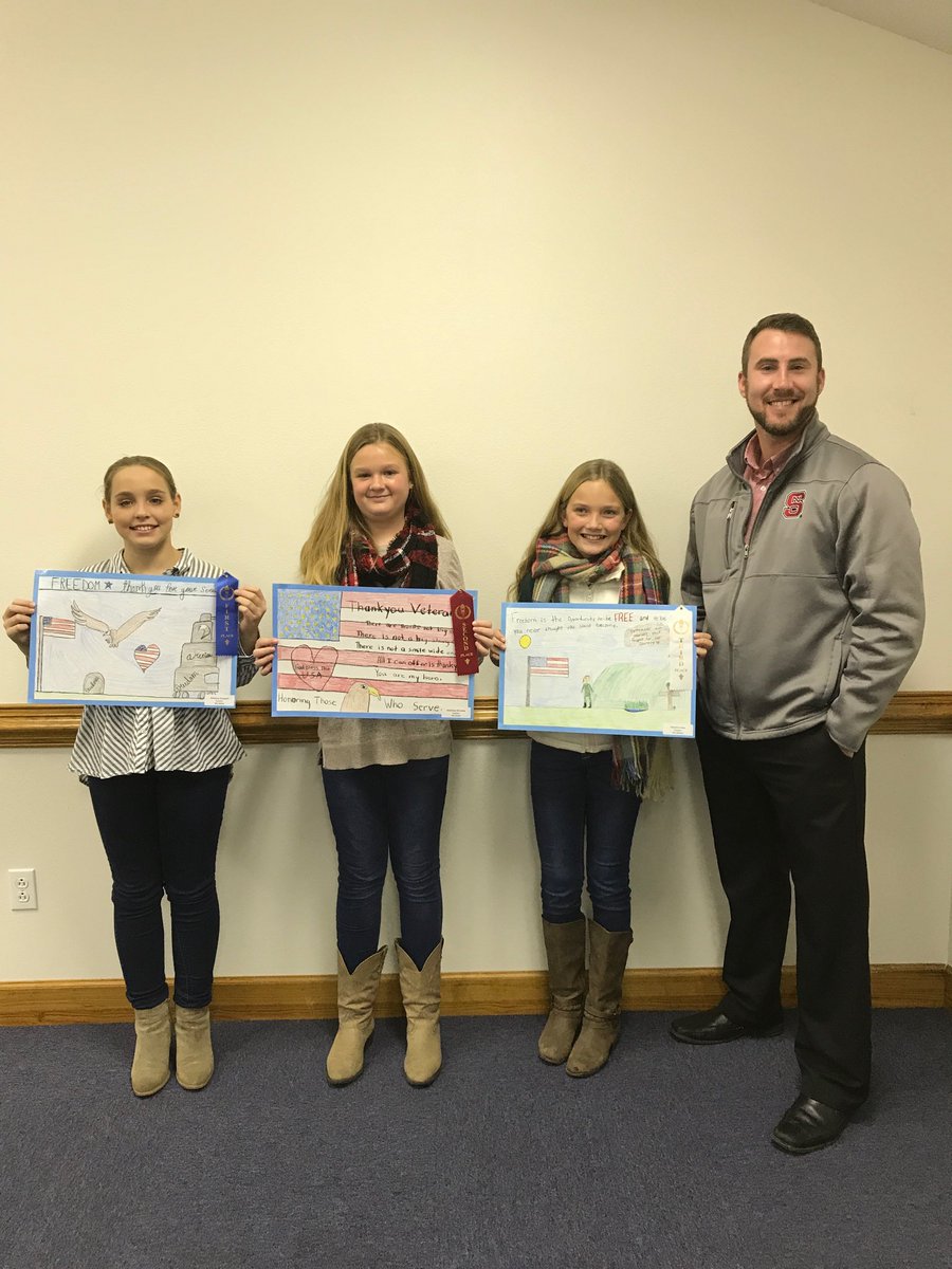 trishafaye5's tweet photo. Veterans Day Poster Contest Winners at HGS! Thank you Forestburg Ruritan Club for all you do for students of Perquimans County #hertfordgrammar #Ruritans https://t.co/MW10ibJkN5