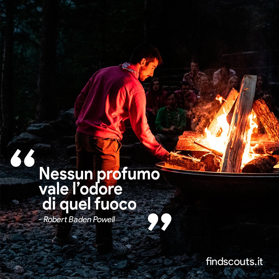 FindScouts's tweet image. "Nessun profumo vale l’odore di quel fuoco "
- Robert Baden Powell

Passammo la notte abbracciati, sotto quel cielo immenso, l’odore del fuoco e le dolci parole che si perdevano nel vento.

▶️ findscouts.it

#seiscout #agesci #fse #cngei #masci