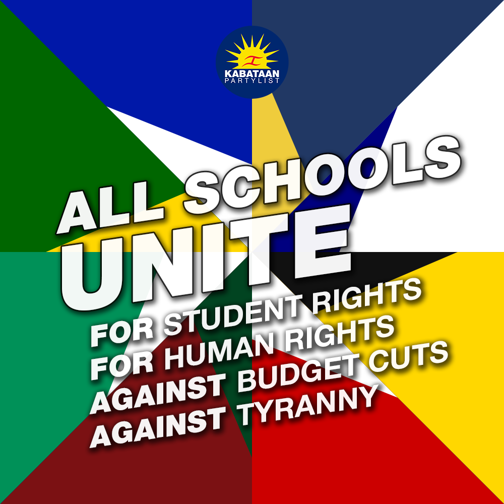 KabataanPL's tweet photo. Some students say their school's team is the best.
Others say it's their school.
But deep down inside,
all our schools are UNITED.

After the rivalries, let's return to our broad unities against the state attacks on us and the youth!

#DefendOurSchools
#DefendStudentRights https://t.co/ooRiqwiK0P