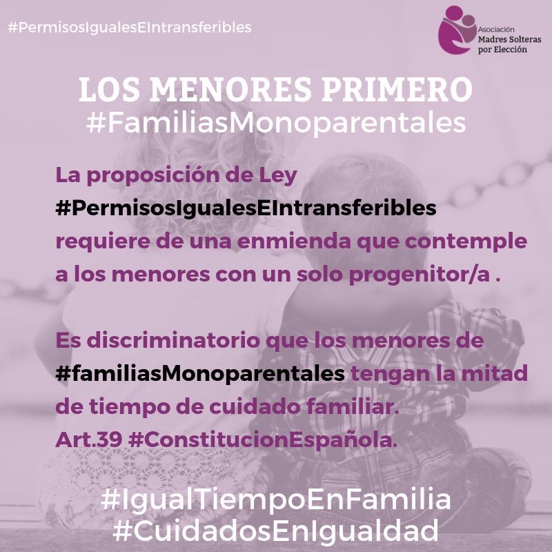 SusanaQQ's tweet photo. ¿Me dais un #RT?
Las #FamiliasMonoparentales reiteramos a los representantes en el @Congreso_ES nuestra disconformidad a un texto q nos discrimina, obviando a nuestros hij@s #CuidadosEnIgualdad
#IgualTiempoEnFamilia
#LosNiñosPrimero
#DíaMundialDelosNiños #DíaUniversalDeLaInfancia https://t.co/Z7vlcXooDg