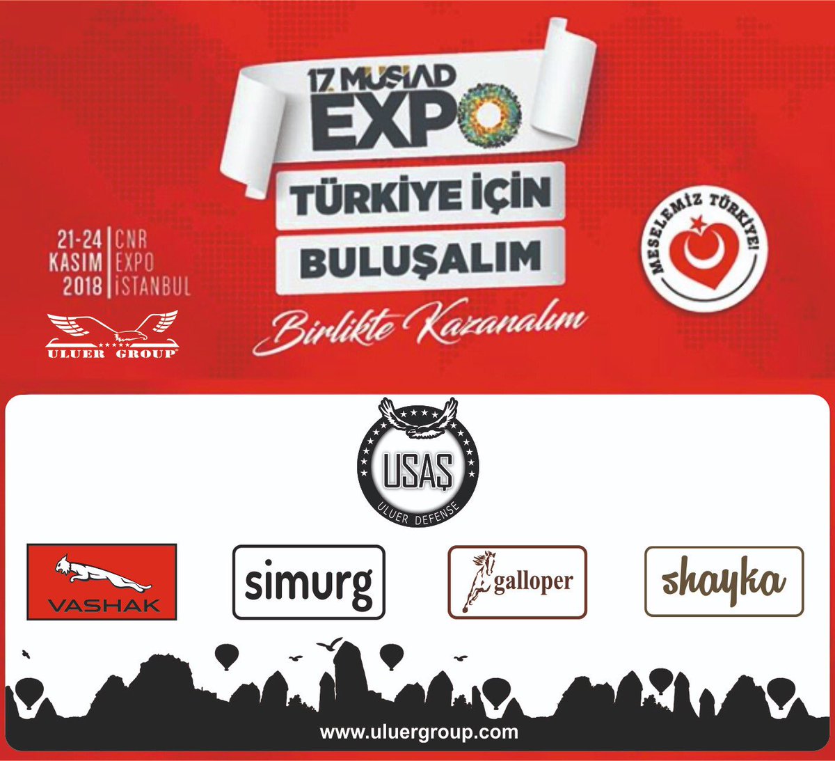 UluerDefense's tweet photo. MÜSİAD Yüksek Teknoloji ve Savunma Sanayi Fuarı’ndayız.

📌 Savunma Holü, 304/C
📆 21-24 Kasım
📍 CNR Fuar Merkezi

🦅 USAŞ 🦅

Uluer Savunma Sanayi A.Ş. https://t.co/f2wl2SOdzP