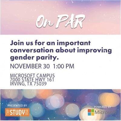 WomensTechCo's tweet photo. Time is Running Out! Join us on November 30th at Microsoft in Las Colinas to have a REAL conversation on gender parity and realism with a dynamic panel of speakers. https://t.co/0KfbkzbDLN 
#OnPAR #TheStudyUSA #WomeninLeadership #CulturethatWorks #FemaleLeaders #GenderEquality https://t.co/IppIN7qAWI