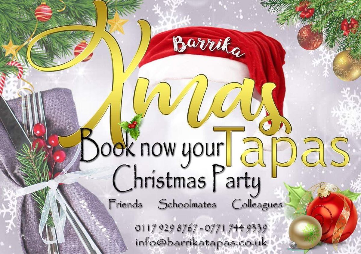 BarrikaTapas's tweet photo. Join us your Xmas Party this year!!
Come and explore our Tapas and good wines.
We want to make sure your party is special from the moment you step into Barrika Tapas Bar
#tapas #Xmasparty #oldmarket #Bristol #estrellagalicia #Spanishfood #friendlystaff #goodmusic #goodatmosphere https://t.co/F4muXa0BXi