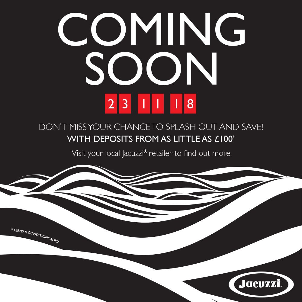 Coming soon! Don't miss your chance to splash out and save. Visit us in store in Exeter, Beaconsfield, Reading or Plymouth to see our best Black Friday offers.

justhottubs.com/find-a-store/

#BlackFriday #Offers #Sale #hottubs #jacuzzi