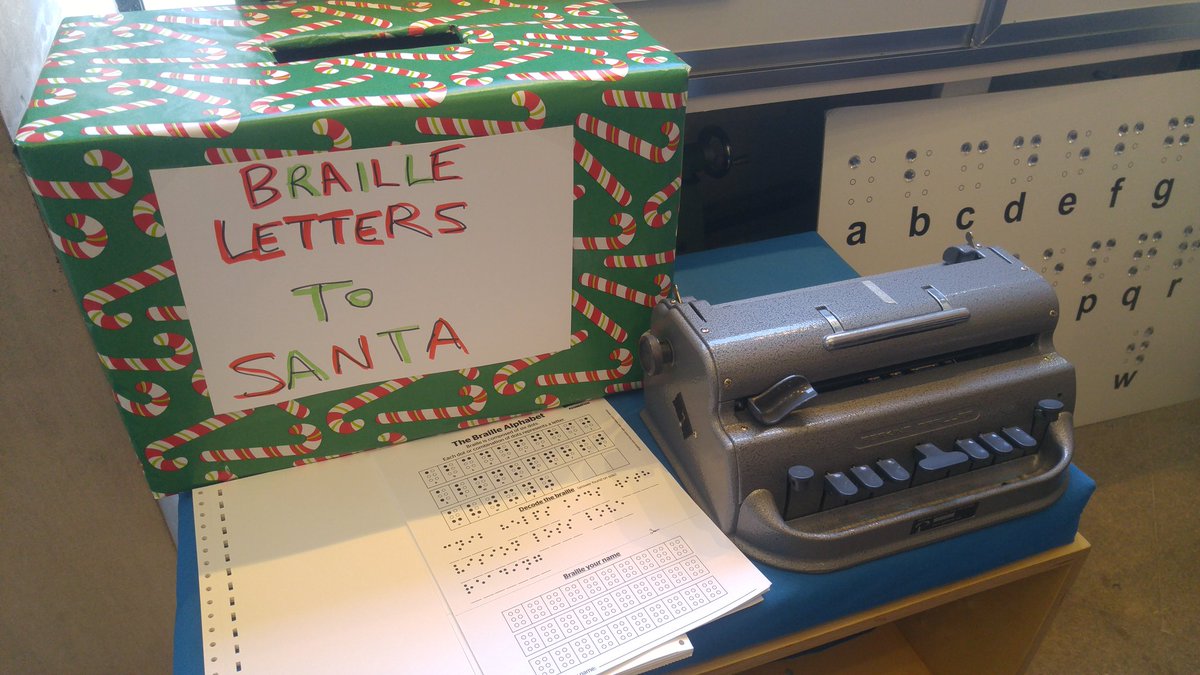 BrailleMatters's tweet photo. We're collecting #braille letters to Santa at the #cnibcommunityhub #1525yonge. We'll pass the letters along to Santa's Workshop and one of his elves will write you back in braille! @CNIB_Ontario https://t.co/LTBEHY412V