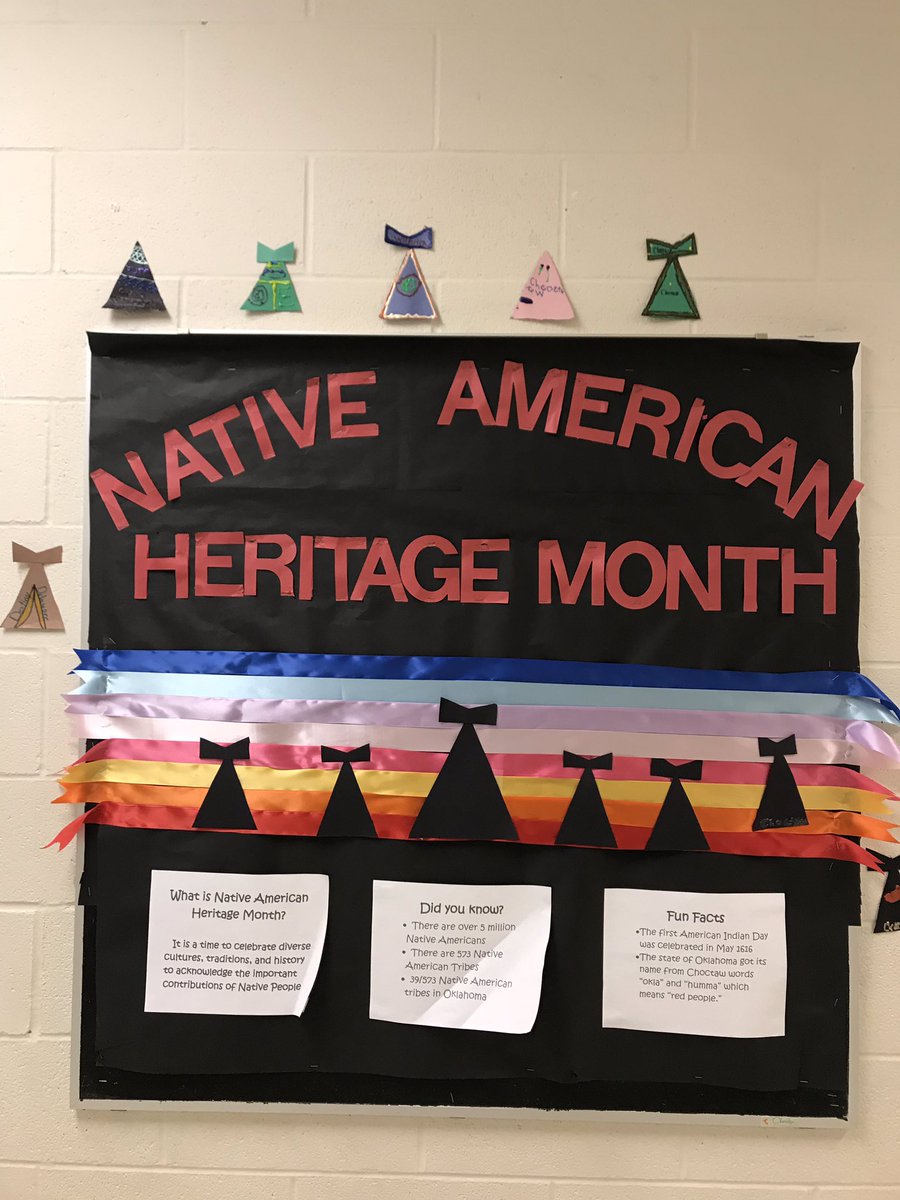 Staryellowfish's tweet photo. It feels so good walking into schools and seeing reflections of your culture! Props to our NASS staff for their NAHM displays! #NAHM #NAHeritage #NASSOkcps #studentsupportOKCPS @OKCPS https://t.co/837QFmkTJS