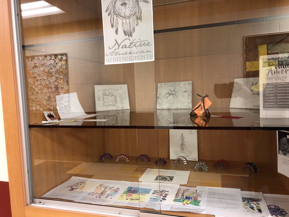 Staryellowfish's tweet photo. It feels so good walking into schools and seeing reflections of your culture! Props to our NASS staff for their NAHM displays! #NAHM #NAHeritage #NASSOkcps #studentsupportOKCPS @OKCPS https://t.co/837QFmkTJS