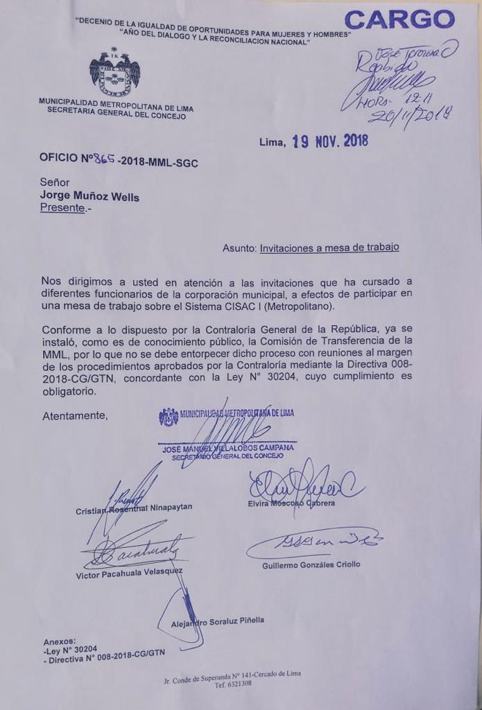 MuniLima's tweet photo. #MMLInforma: MML participará en las reuniones establecidas dentro del proceso de transferencia, en cumplimiento de las disposiciones de la @ContraloriaPeru. https://t.co/oFrgqhDB3h