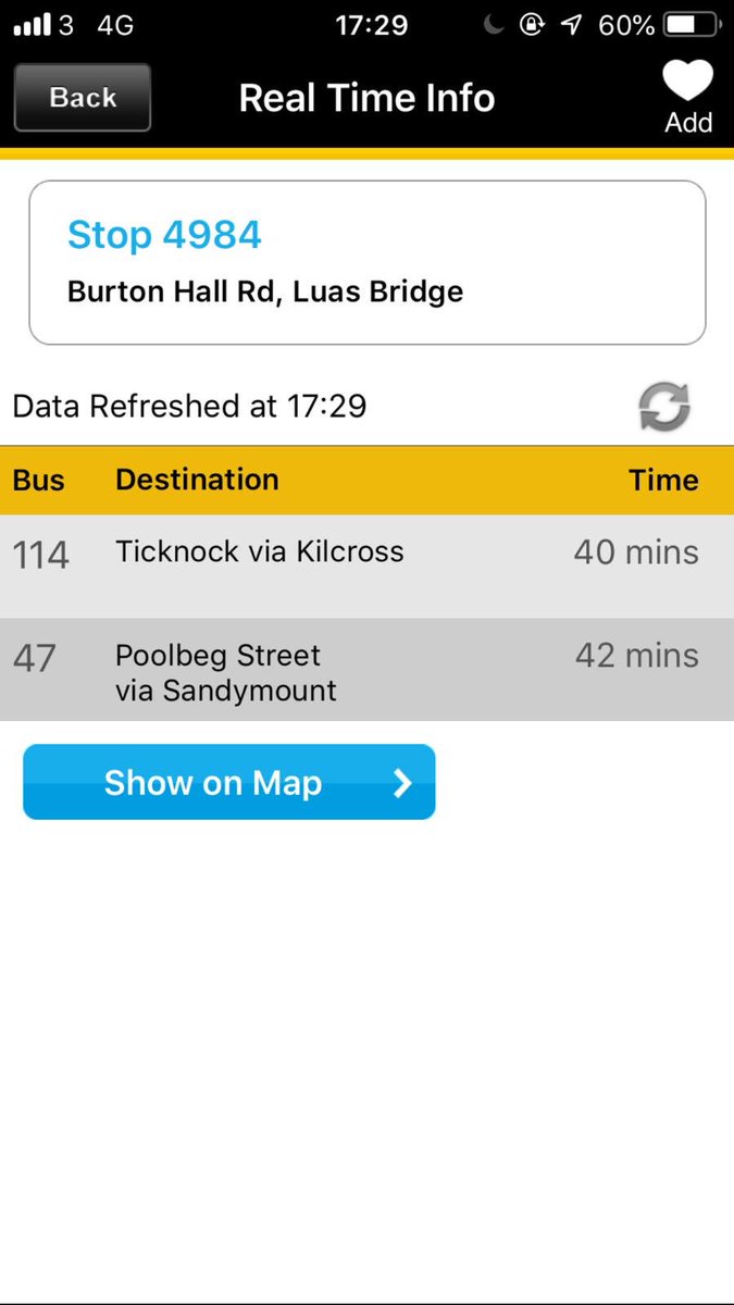 Gilly_2_5's tweet photo. @dublinbusnews can you please explain to me why bus 47 is not coming? 3 or 4 times last week and now twice this week. It says 2 mins then disappears!!!! 🤬🤬 https://t.co/TcTH6jSRNy