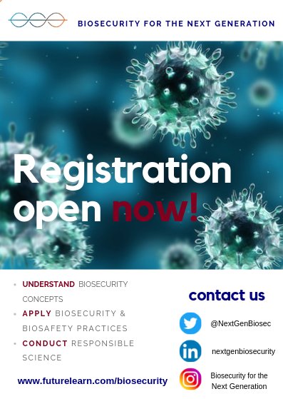 Want to:
- help prevent infectious disease outbreaks?
- ensure bioweapons are never developed/used?
- keep dangerous pathogens securely in the lab and out of the wrong hands?
- recognise &amp; know what to do if someone in the lab is acting suspiciously?

You're in the right place!