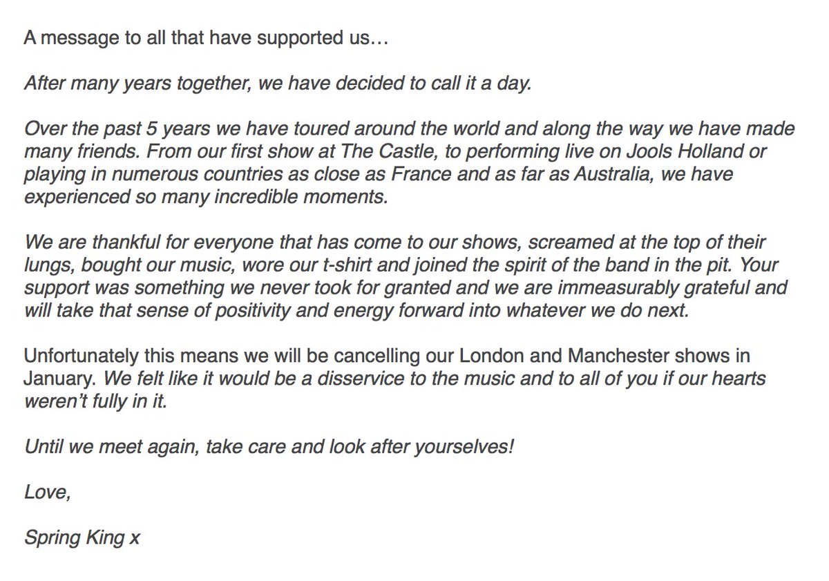 A message to all that have supported us…x