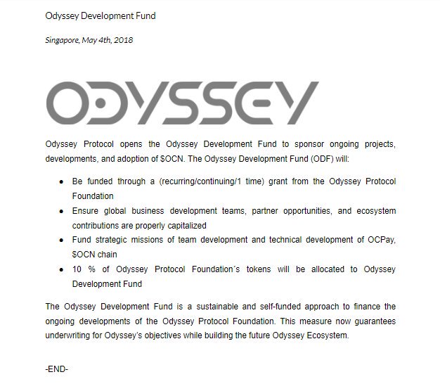 EstaFlatley's tweet photo. Update: To ensure developments like #OCNChain,#OCPay and #Mainnet are aligned with the Roadmap, Odyssey will allocate 10% of Tokens to #OdysseyDevelopmentFund for tech developments, global business developments, team building &amp; ecosystem contributions. Se https://t.co/uDDIZHHEMi https://t.co/FByVxweMwG
