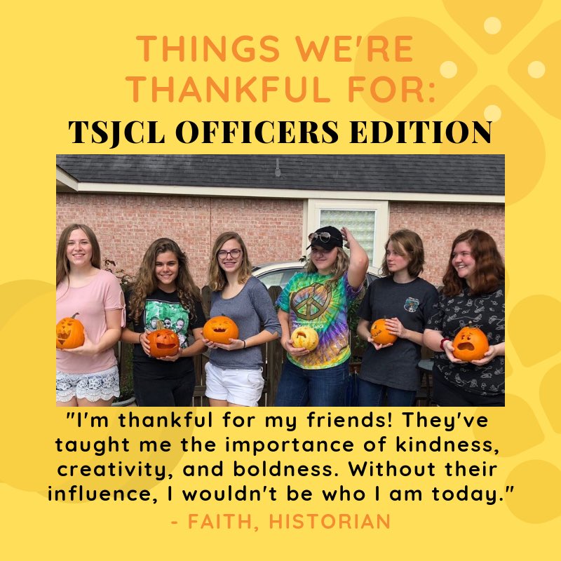 tsjcl's tweet photo. With Thanksgiving coming up, the TSJCL board would like to share what we’re thankful for this year. What are you thankful for? #TSJCL https://t.co/R584Y9buzx