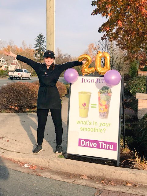 jugojuice's tweet photo. Our Jericho #drivethru is ready to serve you a smoothie at 50% off today! If you’re in the #Langley area stop by and help us celebrate #20yearsofJugo https://t.co/eqLOhoydSd