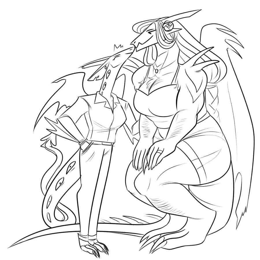 [ flight rising / scalie / wip ] gonna fix this up a lil / color eventually. anyway i'm still figuring out their Optimum Height Difference but... yeehaw 