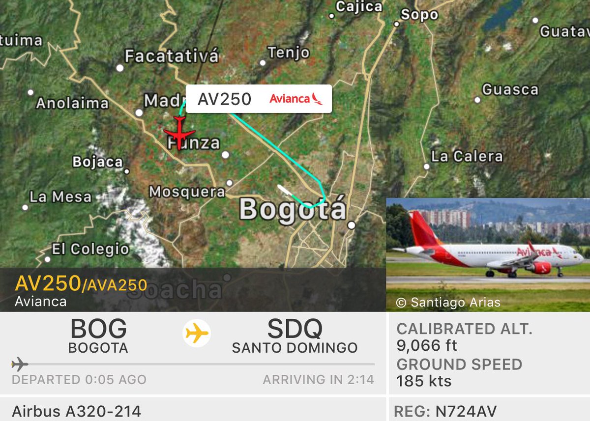 NikPhillips666's tweet photo. Avianca #AV250 has declared a general emergency departing Bogotá https://t.co/cBTNECn2rv