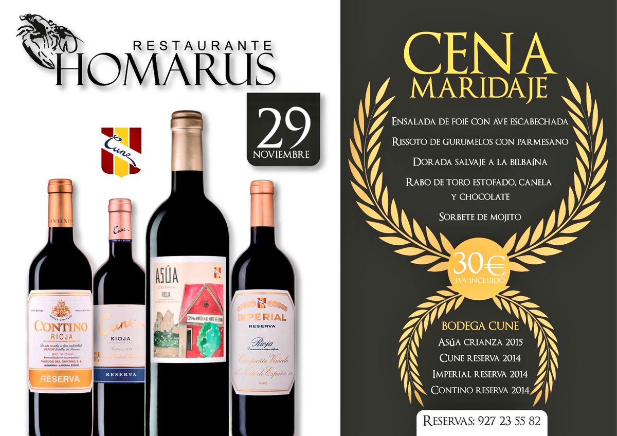 HomarusCC's tweet photo. Poesía enogastronómica te ofrecemos el próximo 29 de noviembre en #Homarus. Una cata 🍷 de cuatro vinos con un maridaje de campanillas. Toda la información, aquí. 👇🏼
#HomarusCC
#Gastronomía
#Catas
#Vinos
#Sabores
#Gourmet
#Extremadura
#Cáceres https://t.co/eQef91wMAn