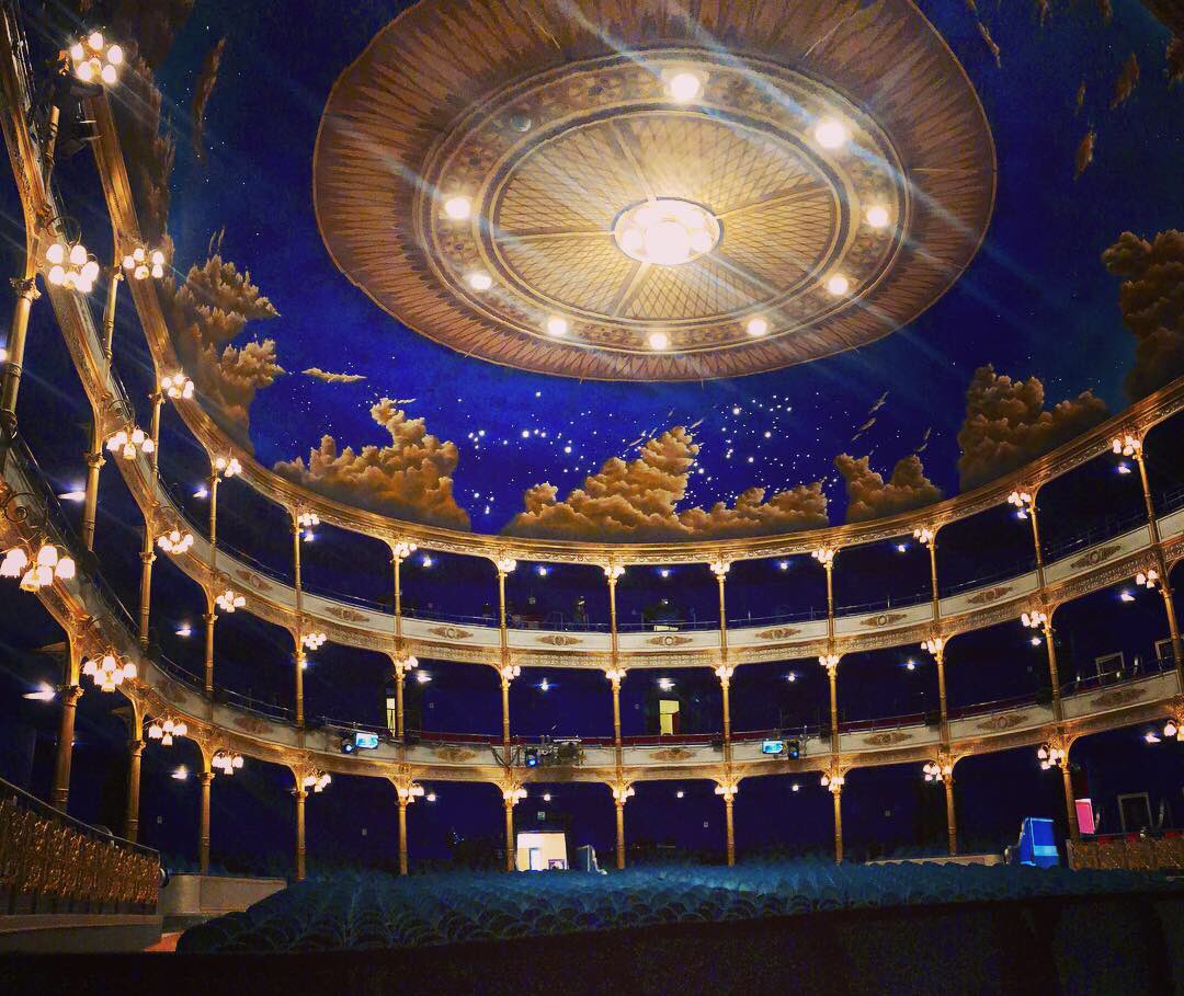 MB_Drums's tweet photo. When you get to play in one of the most beautiful theatres ever... but then find out you’re stuck in the store room by yourself! 😂 At least they let me out for a walk every once in a while! Trieste is beautiful, very sad to leave! #ghostthemusical #italy #trieste #remotedrums https://t.co/Ik5aTJthow