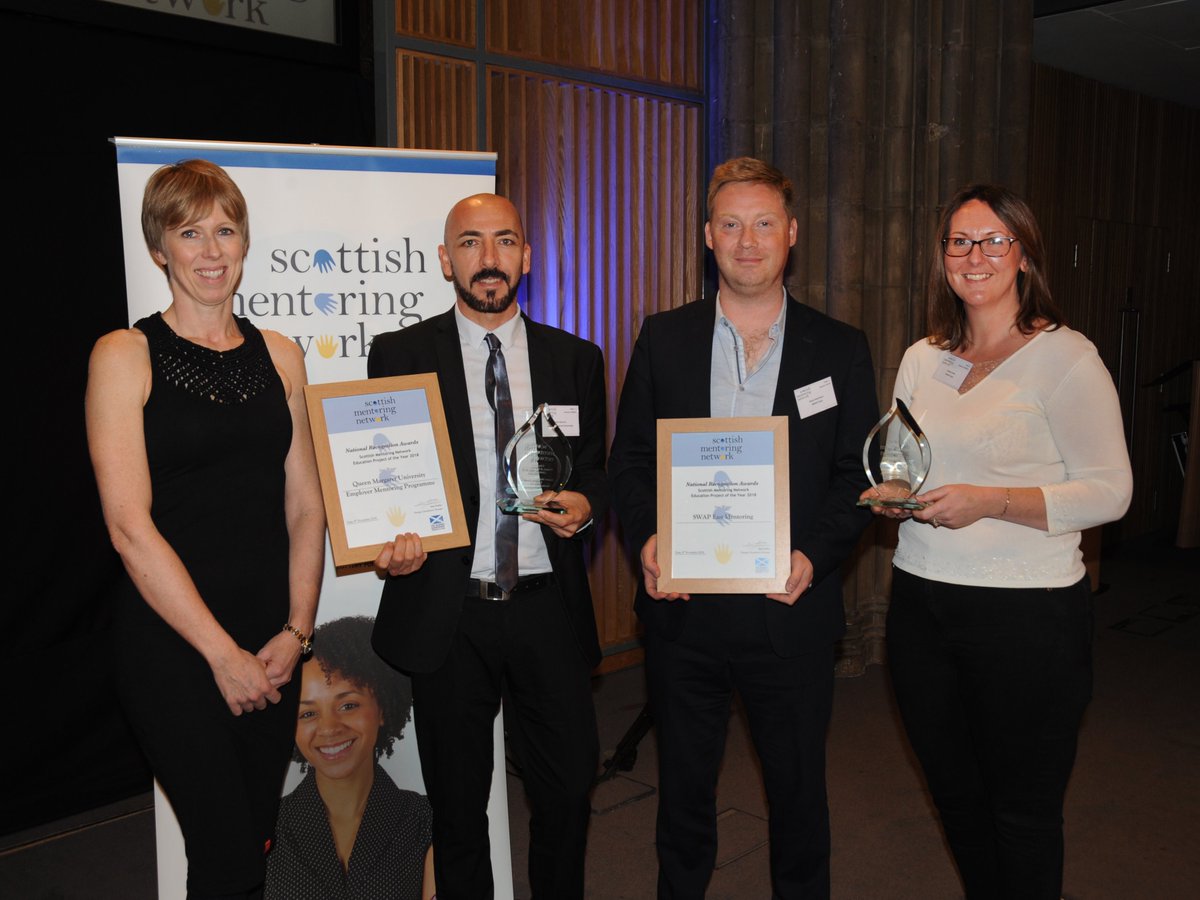 QMUniversity's tweet photo. Great to see @QMUniversity’s fantastic #Employer #Mentoring &amp; #Enterprise Programme named as co-winner of the #Education Project of the Year 2018 run by Scottish Mentoring Network. 350 QMU students have been paired with a mentor! https://t.co/qxE2MjsMtD #QMUcares #StepupQMU https://t.co/YQrNXqSCBC