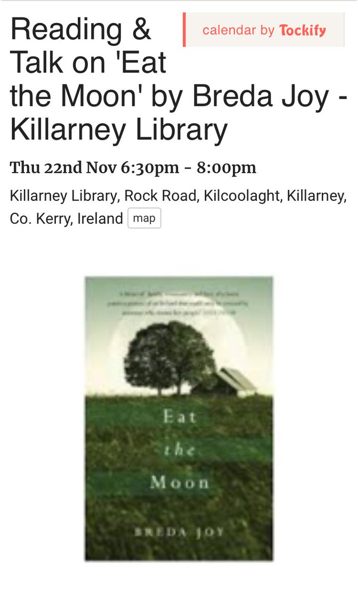 PoolbegBooks's tweet image. ⁦@KerryLibrary⁩ are hosting an event for ⁦@WriterBredaJoy⁩ this Thursday in #KillarneyLibrary where you can hear all about her beautiful novel, #EatTheMoon. All welcome.
#irishfiction #LoveLibraries

tockify.com/kerrylibrary/d…