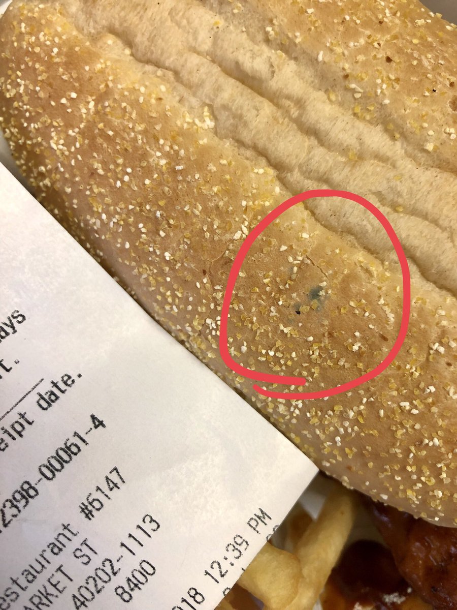 aaronbacon's tweet photo. @McDonalds Normally I don’t mind mold on a #mcrib that is only offered once a year but making me wait 25 minutes after ordering along with 15 other people... “Not lovin’ it”. https://t.co/fDiT4aOAWC