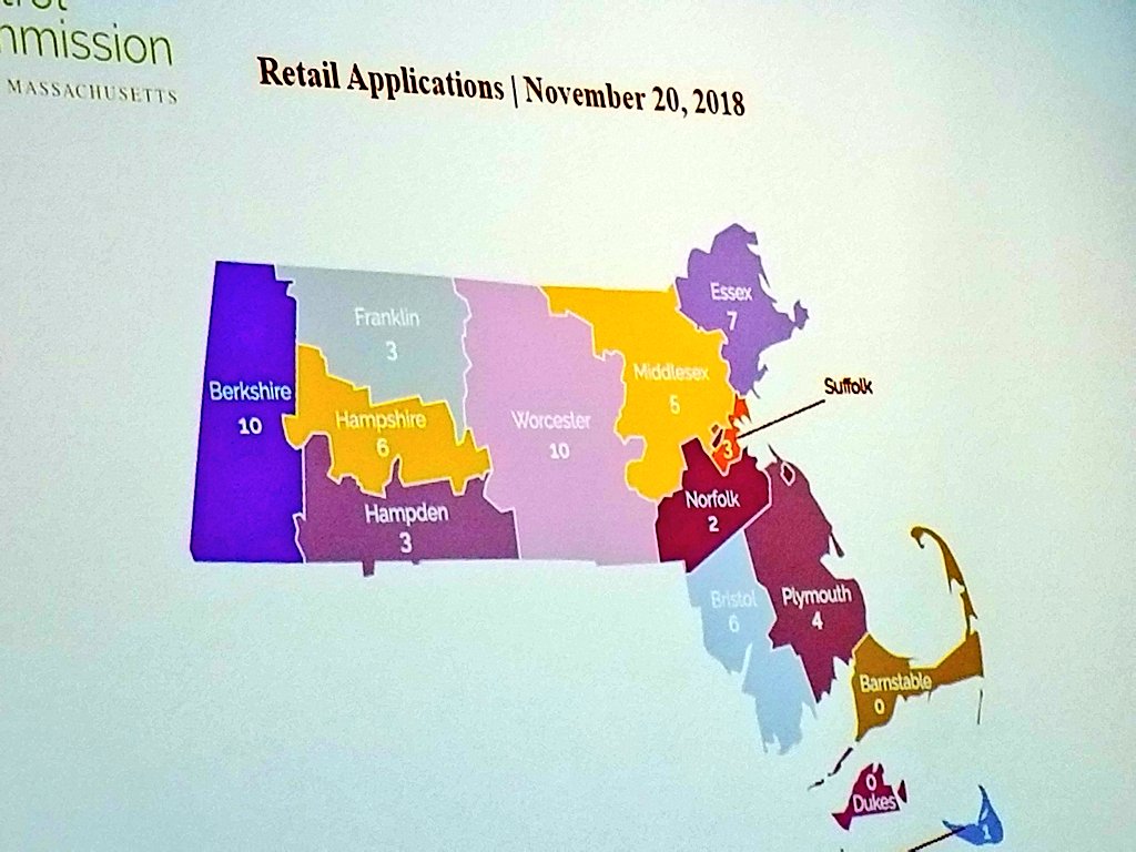 gintautasd's tweet photo. RETAIL MARIJUANA APPS: Here's where there are proposed retail pot shops, per presentation to Cannabis Control Commission 

Worcester County and Berkshire County leading state

#mapoli https://t.co/8HNu5Tyuus