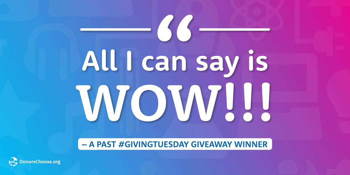 DonorsChoose's tweet photo. Only one more week until #GivingTuesday! 🎉 🎉 🎉 

On 11/27, every donation means an entry for you (and the teacher you support) into our #GivingTuesday GIVEaway! This is what winning $5,000 to support students feels like 👇 https://t.co/nZxNQokS0b