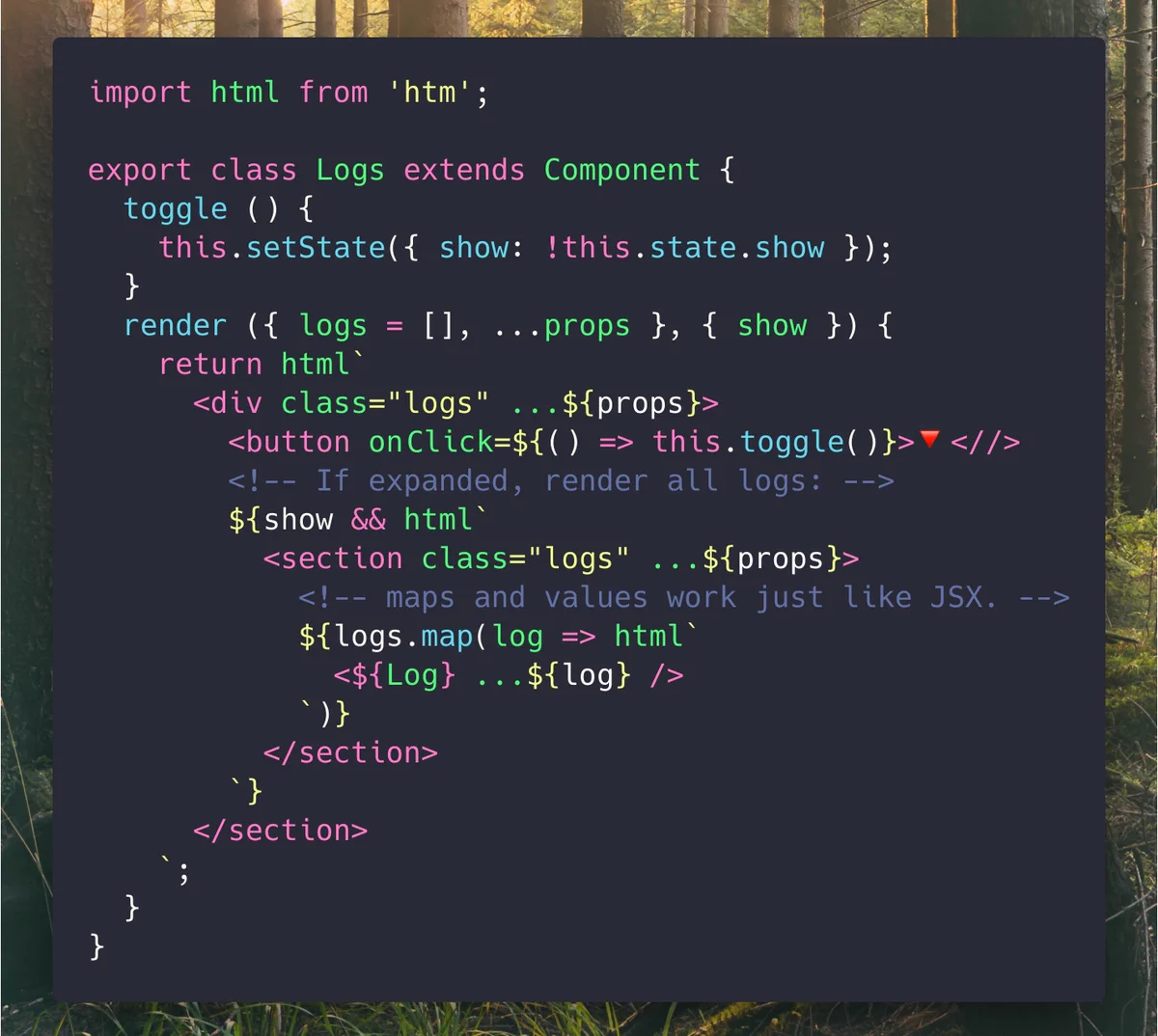 htm syntax example from the readme