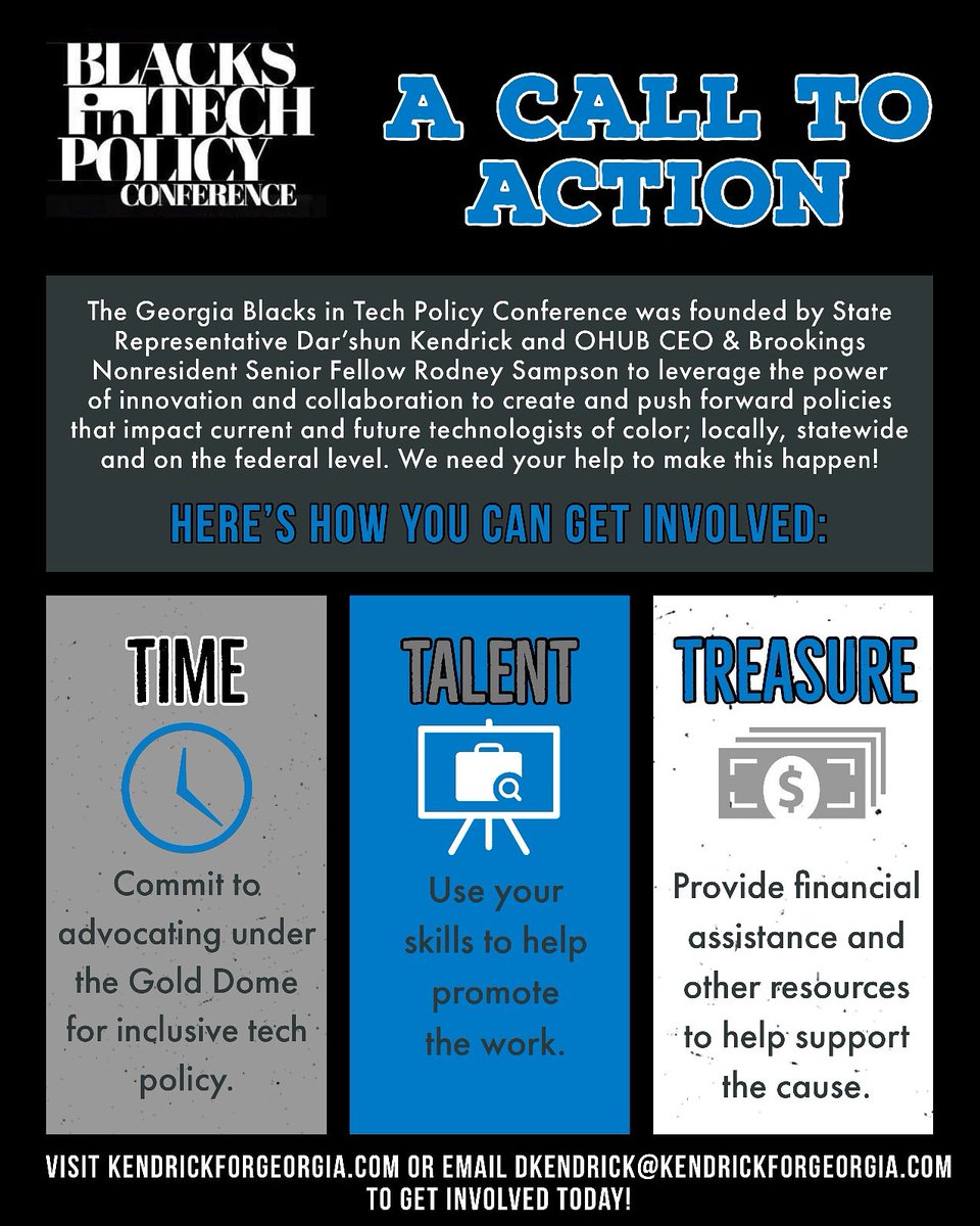 TechForAllInc's tweet image. If you're ready to help make a difference...I mean REALLY help move the needle on inclusive tech policy in Georgia and then our nation....join us. Sign up and more info at KendrickForGeorgia.com. The work starts next month for the 2019 Georgia General Assembly session.
#policy