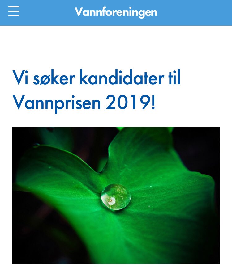 Vi søker kandidater til Vannprisen 2019! 💧💦💧💦 vannforeningen.no/vi-soker-kandi…    Tidligere vinnere: vannforeningen.no/om-foreningen/…