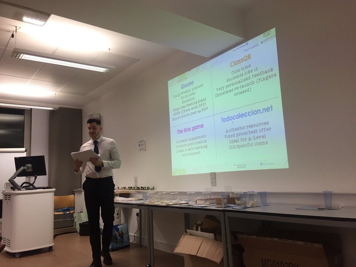 allswmfl's tweet photo. ⁦@OllieMFL⁩ on centre stage now. Am proper excited for this!! 4things in 4minutes ⁦@allswmfl⁩ #mfltwitterati #allswmfl ⁦@LetsBuySomfings⁩ ⁦@CristaHazell⁩ ⁦@ALL4language⁩ #classqr #idoceo #theboxgame #todocoleccion #wowwowwow https://t.co/QqkAyFM4Rt